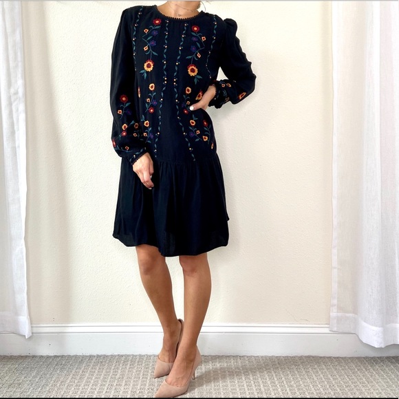 Madewell Dresses & Skirts - Madewell  Sezane Elise Black Embroidered Dress